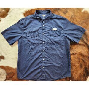 Field and Stream Vented Fishing Shirt Blue Men XL Double Pockets Excellent